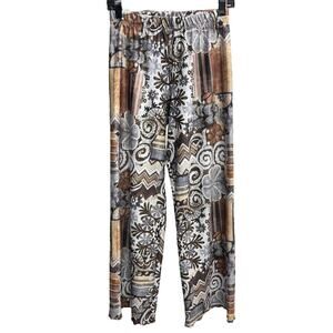 Haystacks Tan Grey Floral Abstract Ankle Pants Small